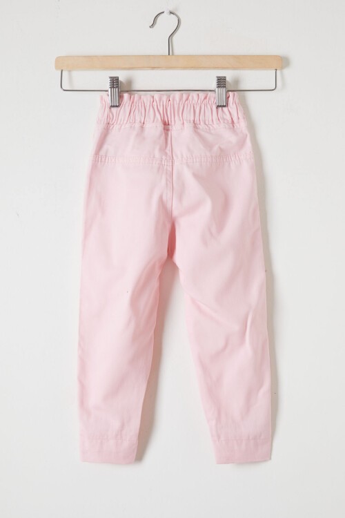 Pembe Beli Lastikli Logolu Kız Çocuk Pantolon 16229
