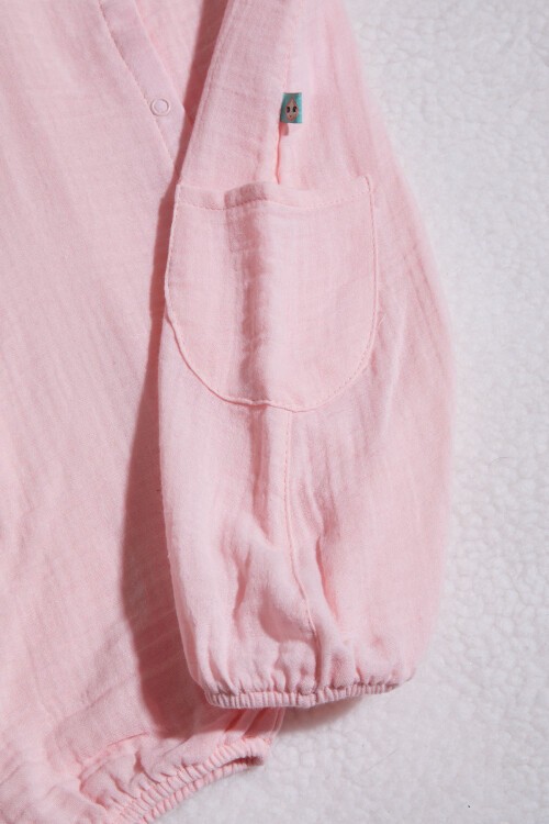 Pembe Çıtçıtlı Yazlık Kız Müslin Tulum 15428