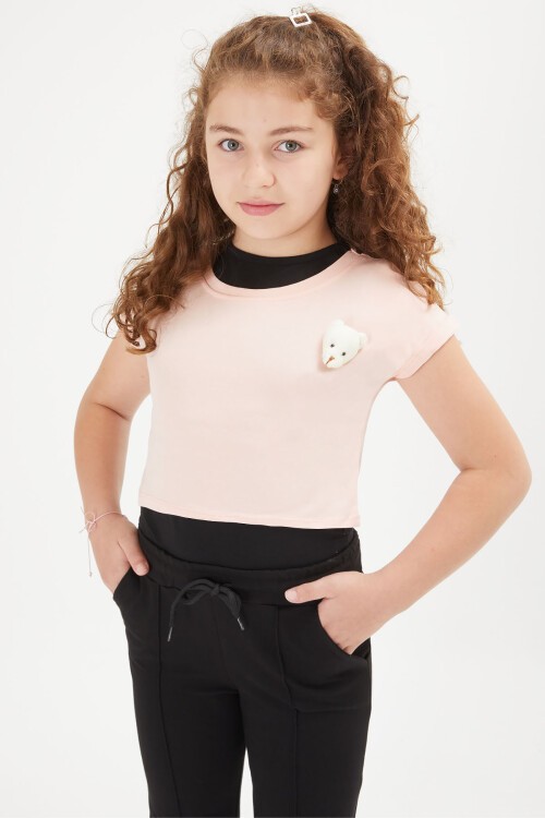 Pembe Croplu Atletli Kız Çocuk 3lü Takım 16042