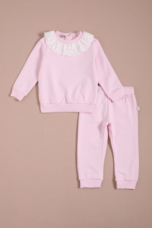 Pembe Dantel Detaylı Kız Bebek Takımı 16154