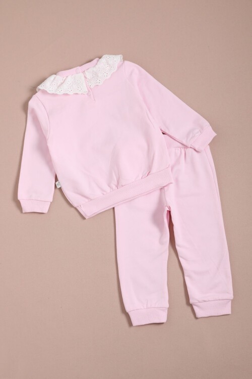 Pembe Dantel Detaylı Kız Bebek Takımı 16154