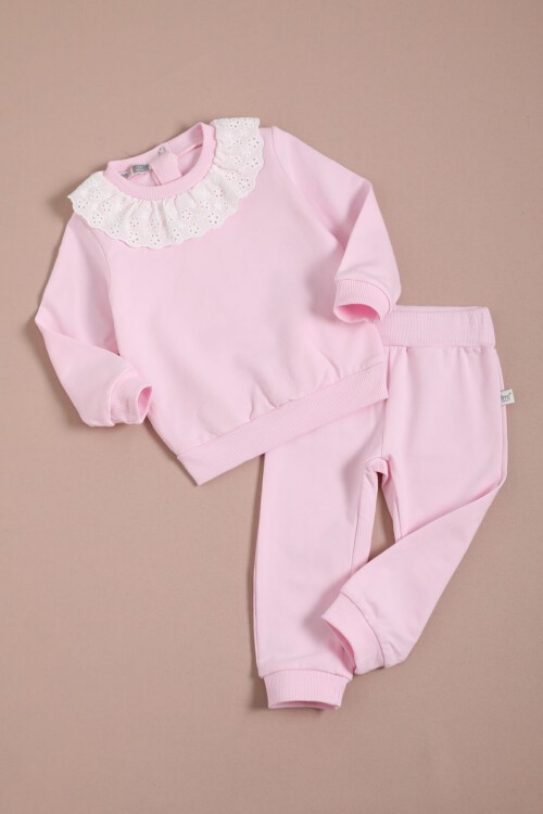 Pembe Dantel Detaylı Kız Bebek Takımı 16154