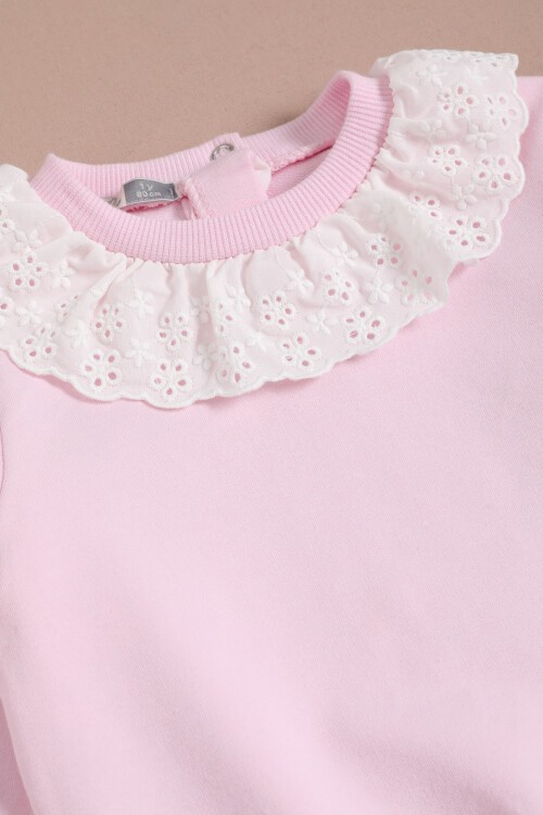 Pembe Dantel Detaylı Kız Bebek Takımı 16154