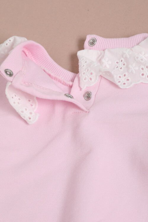 Pembe Dantel Detaylı Kız Bebek Takımı 16154