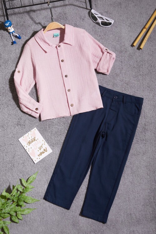 Pembe Gömlekli Erkek Çocuk Takım Elbise 15436