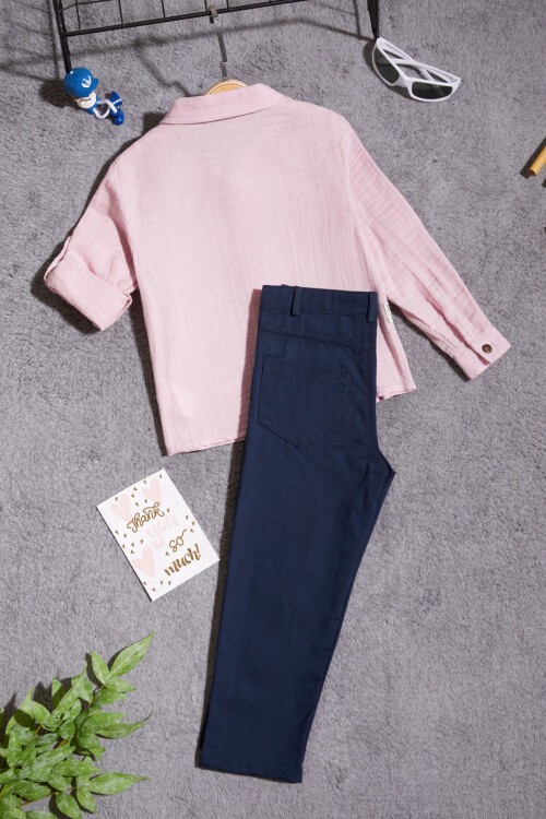 Pembe Gömlekli Erkek Çocuk Takım Elbise 15436