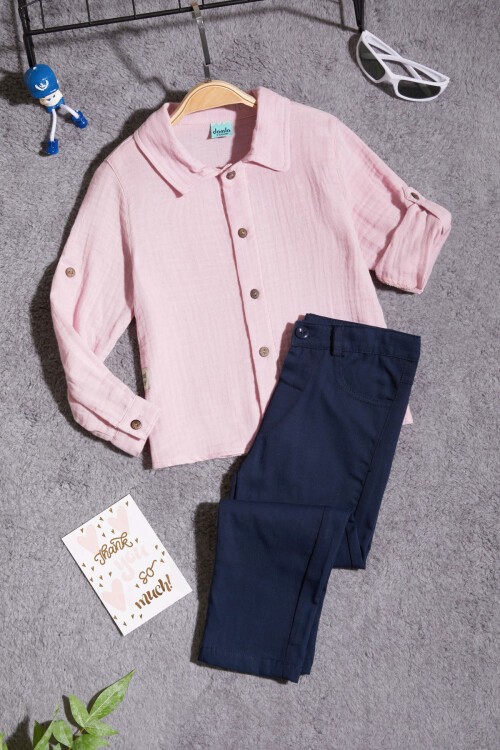 Pembe Gömlekli Erkek Çocuk Takım Elbise 15436