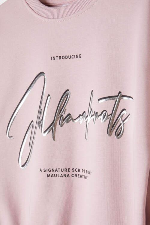 Pembe Hologram Yazı Baskılı Kız Çocuk Eşofman Takımı 16344