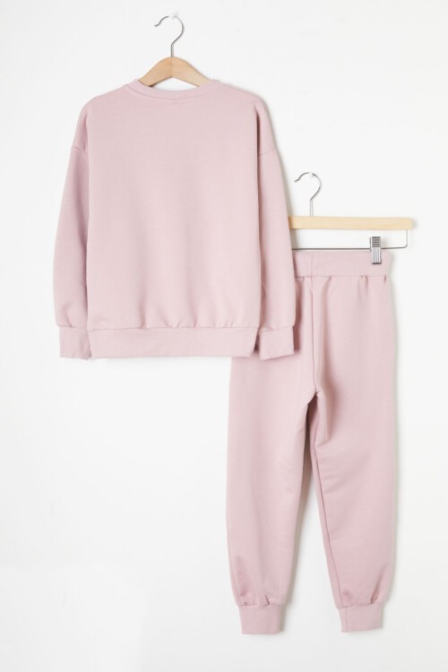 Pembe Hologram Yazı Baskılı Kız Çocuk Eşofman Takımı 16344