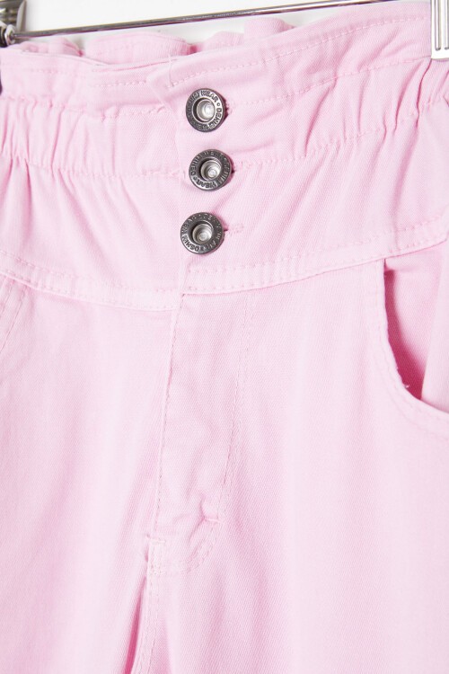 Pembe İspanyol Paça Beli Lastikli Kız Pantolon 16235