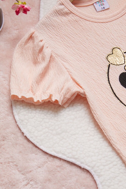 Pembe Kalpli Karakter Baskılı Kız Çocuk Şortlu Takım 15451