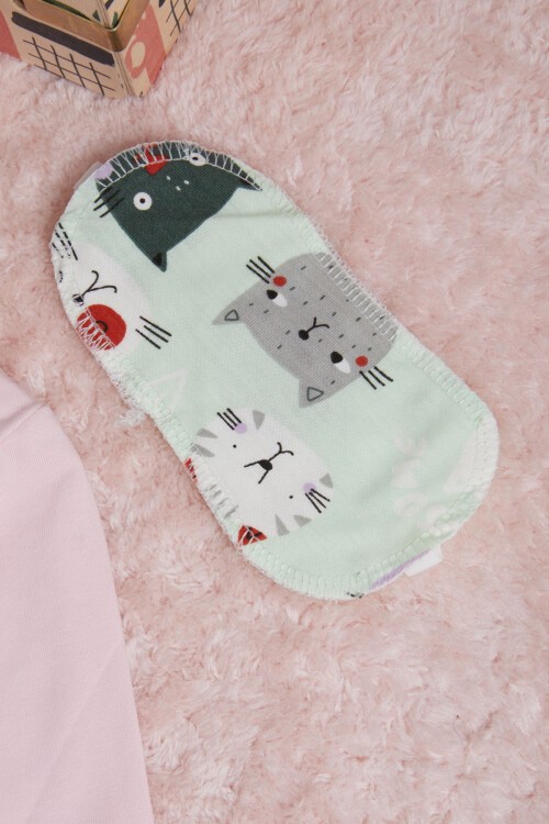 Pembe Meow Kedi Baskı Kız Çocuk Pijama Takımı 16340