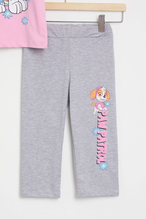 Pembe Pati Baskı Tişört ve Şort Taytlı Kız Takım 15444