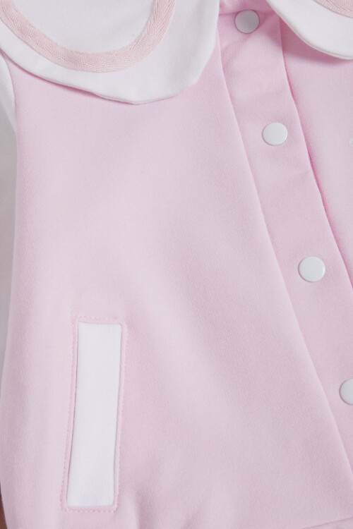 Pembe Tavşan Baskı Kolej Ceketli Kız Bebek Takım 16187