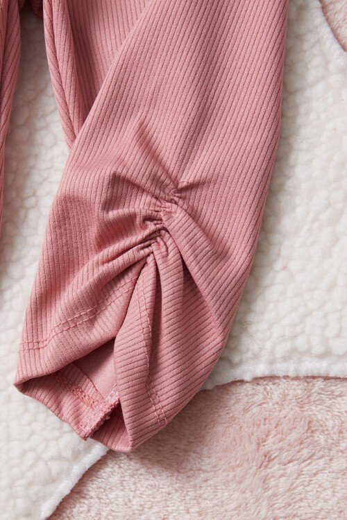 Pembe Tavşan Detaylı Kız Çocuk Şortlu Takım 15425