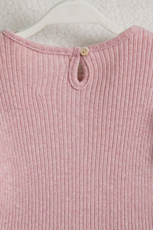 Pembe Uzun Kollu Volanlı Kız Çocuk Badi 15667