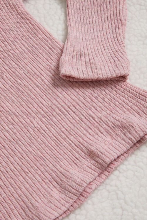 Pembe Uzun Kollu Volanlı Kız Çocuk Badi 15667