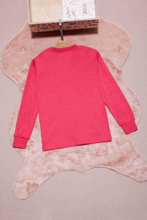 Pembe Yazı Nakışlı Kız Çocuk Çıtçıtlı Sweatshirt 16416