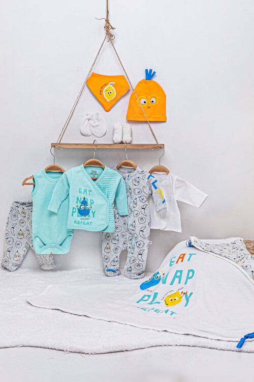 Renkli Meyve Baskılı 10lu Bebek Hastane Çıkışı Seti 16564