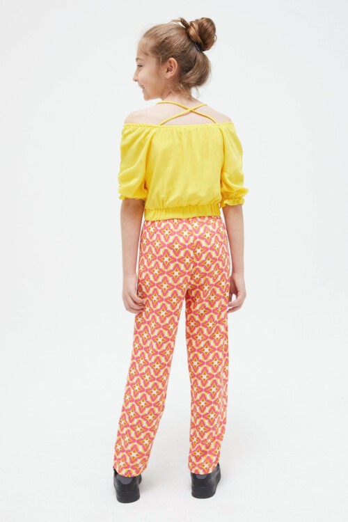Sarı Askılı Bluzlu Pantolonlu Kız Çocuk Takım 15408