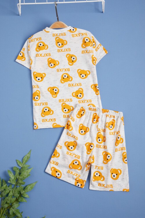 Sarı Ayıcık Baskılı Erkek Çocuk Şortlu Yazlık Takım 15577