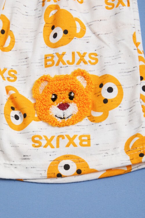 Sarı Ayıcık Baskılı Erkek Çocuk Şortlu Yazlık Takım 15577