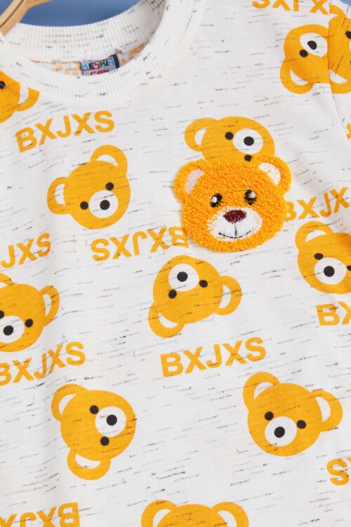 Sarı Ayıcık Baskılı Erkek Çocuk Şortlu Yazlık Takım 15577