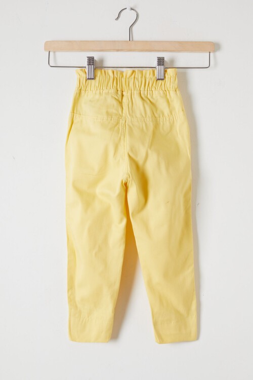 Sarı Beli Lastikli Logolu Kız Çocuk Pantolon 16231