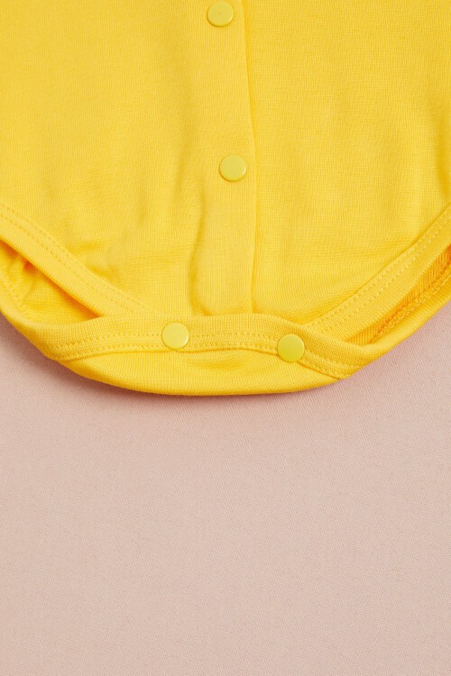 Sarı Çıtçıtlı Kısa Kollu bebek Body 15528