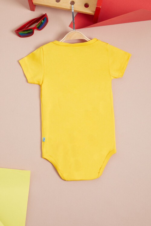 Sarı Çıtçıtlı Kısa Kollu bebek Body 15528
