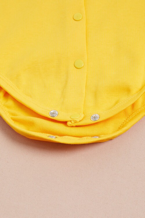 Sarı Çıtçıtlı Kısa Kollu bebek Body 15528