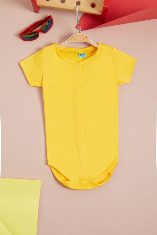 Sarı Çıtçıtlı Kısa Kollu bebek Body 15528