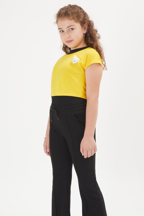 Sarı Croplu Atletli Kız Çocuk 3lü Takım 16052