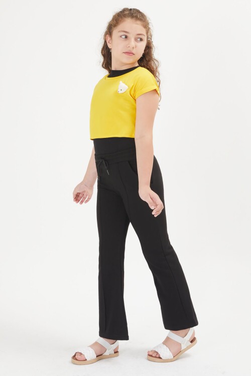 Sarı Croplu Atletli Kız Çocuk 3lü Takım 16052