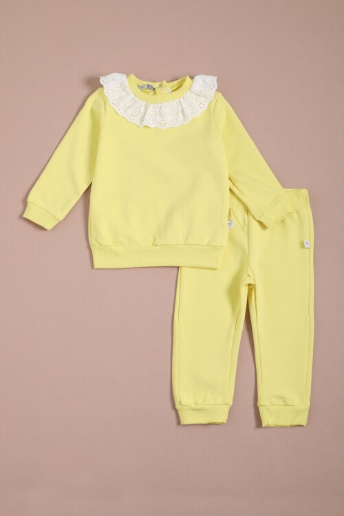 Sarı Dantel Detaylı Kız Bebek Takımı 16155
