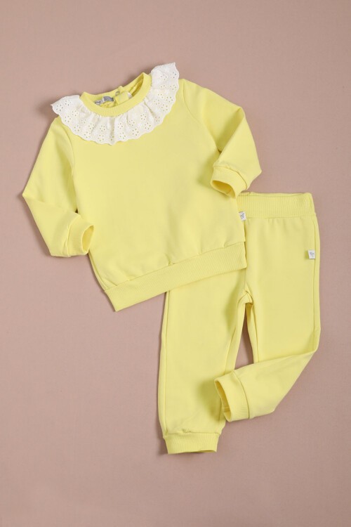 Sarı Dantel Detaylı Kız Bebek Takımı 16155