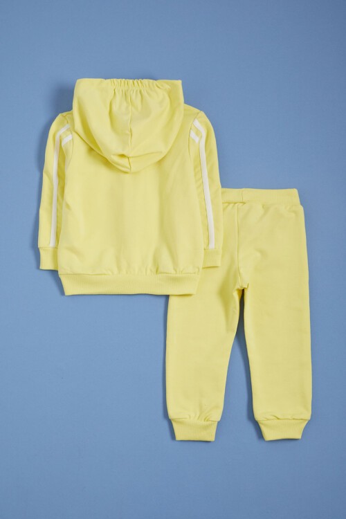 Sarı Kapşonlu Hırkalı Fermuarlı Erkek Bebek Takımı 16145