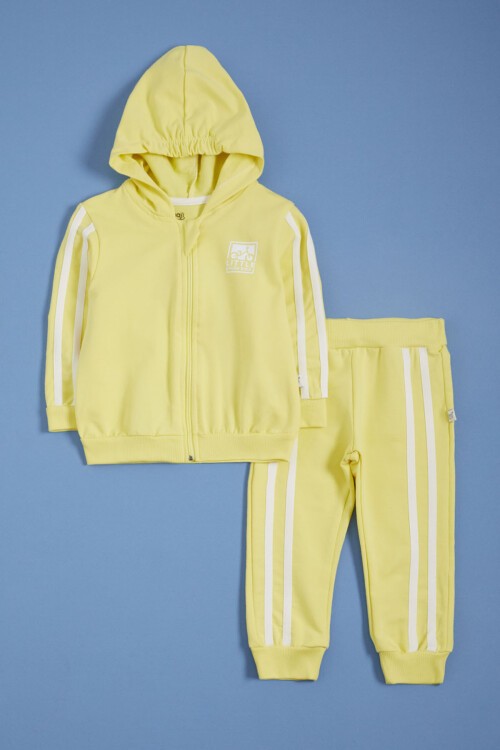 Sarı Kapşonlu Hırkalı Fermuarlı Erkek Bebek Takımı 16145