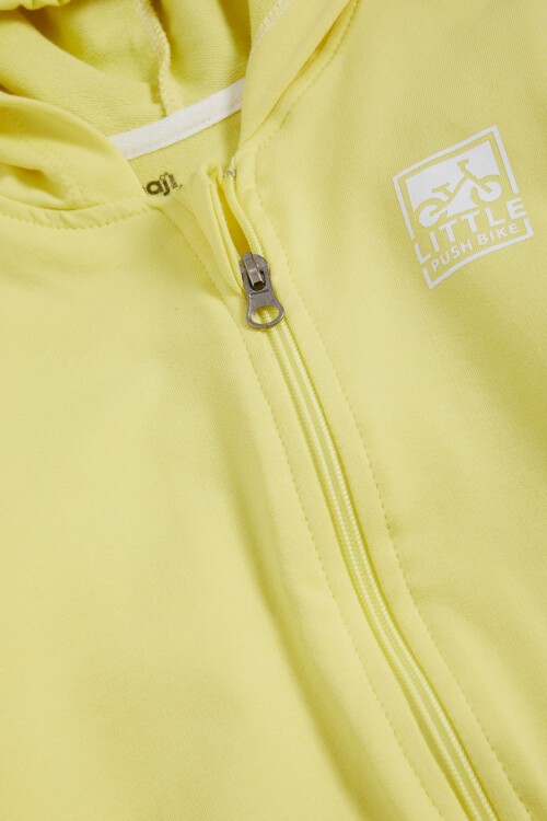 Sarı Kapşonlu Hırkalı Fermuarlı Erkek Bebek Takımı 16145