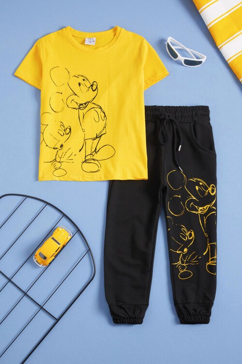 Sarı Karakter Baskı Erkek Çocuk Alt Üst Takım 16038