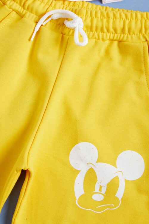 Sarı Karakter Baskılı Erkek Çocuk Şortlu Takım 16028