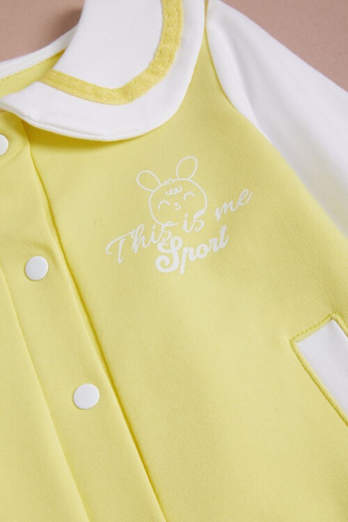 Sarı Tavşan Baskı Kolej Ceketli Kız Bebek Takım 16186