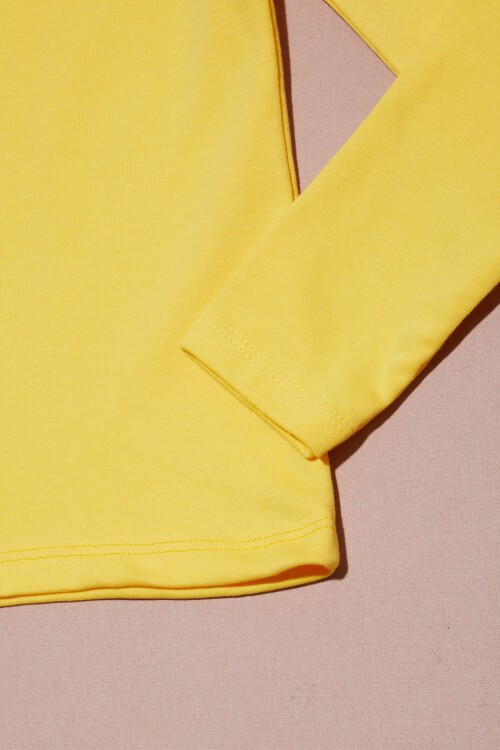 Sarı Uzun Kollu Kız Çocuk Düz Sweatshirt 16425