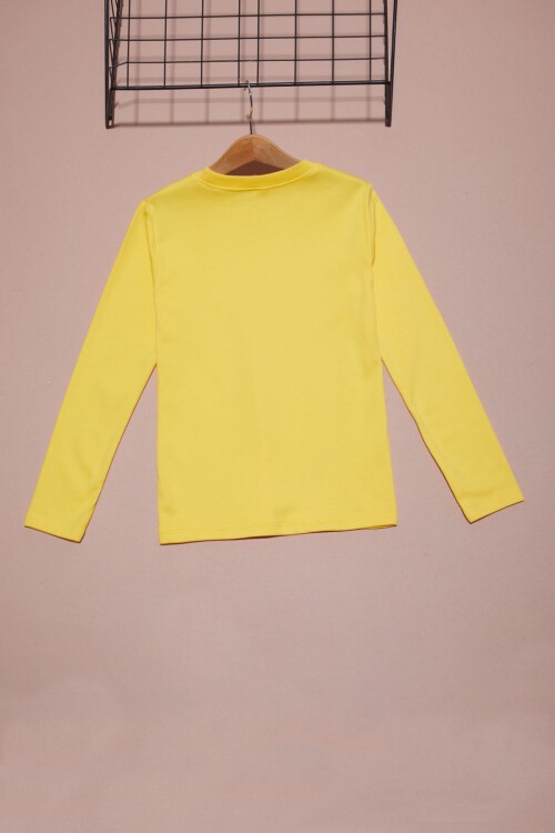 Sarı Uzun Kollu Kız Çocuk Düz Sweatshirt 16425