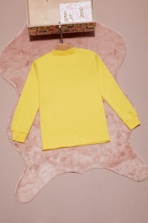 Sarı Yazı Nakışlı Kız Çocuk Çıtçıtlı Sweatshirt 16415