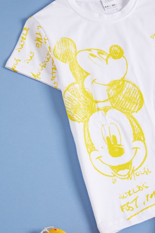 Sarı Yazılı Karakter Baskılı Erkek Çocuk Şortlu Takım 16034