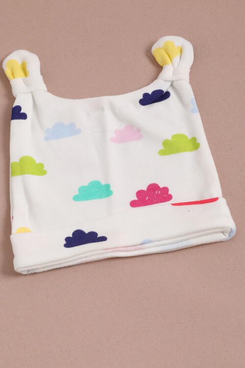 Sevimli Bulut Baskılı Kız Bebek Tulum Takımı 16133