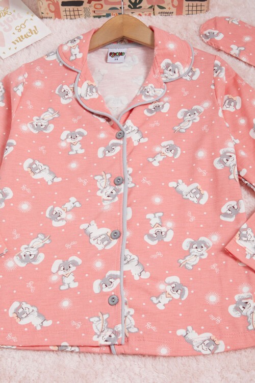 Sevimli Tavşan Desenli Kız Çocuk Pijama Takımı 16330