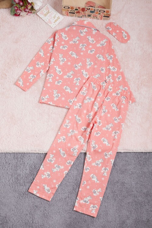 Sevimli Tavşan Desenli Kız Çocuk Pijama Takımı 16330