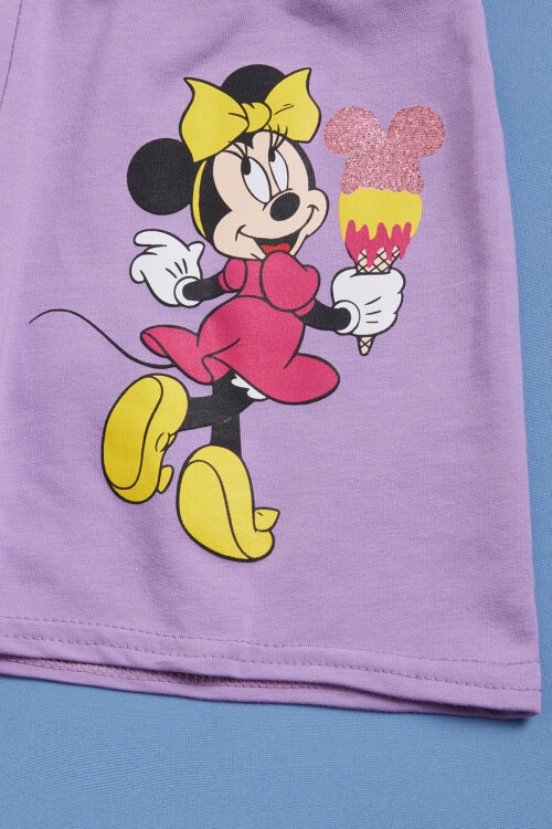 Simli Dondurma Baskılı Kız Çocuk Şortlu Yazlık Takım 15591